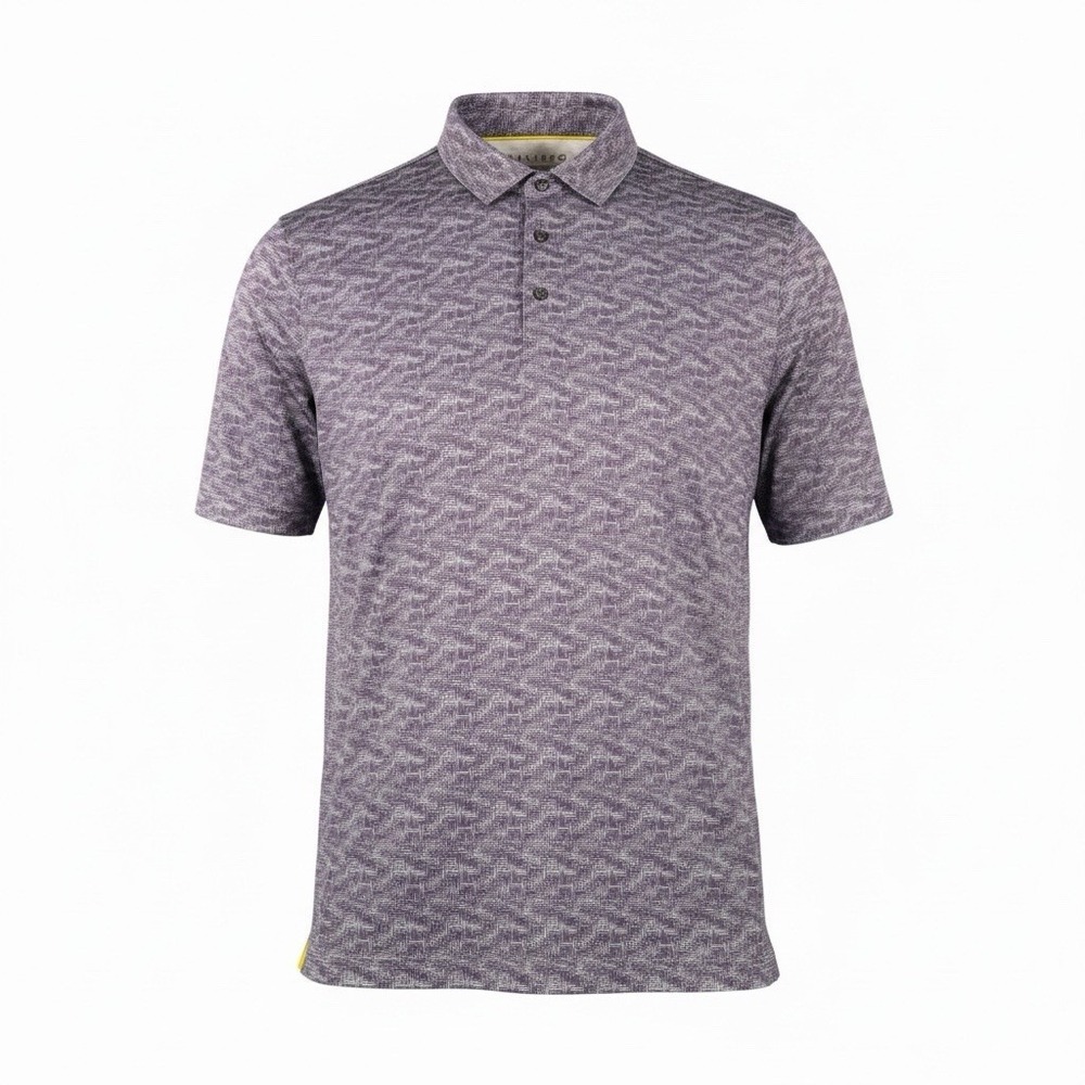 Maelreg Performance Golf Polo Shirt Purple Geometric Print Mens Large L